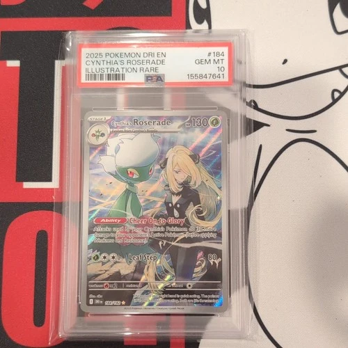 Pokémon TCG 2025 Sv10 Destined Rivals Cynthia's Roserade IR Holo 184/182 PSA 10