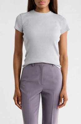 NEW THEORY Stretch Rib TINY TEE 2 Compact Rib SILVER SMOKE SIZE M/100%AUTHENTIC