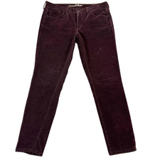 Universal Thread Pants Womens Size 12 Burgundy Corduroy Mid Rise Skinny Fit 90s