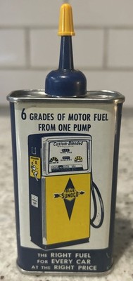 Full NOS Vintage SUNOCO 4 Oz Household Oil Can - Handy Oiler Tin