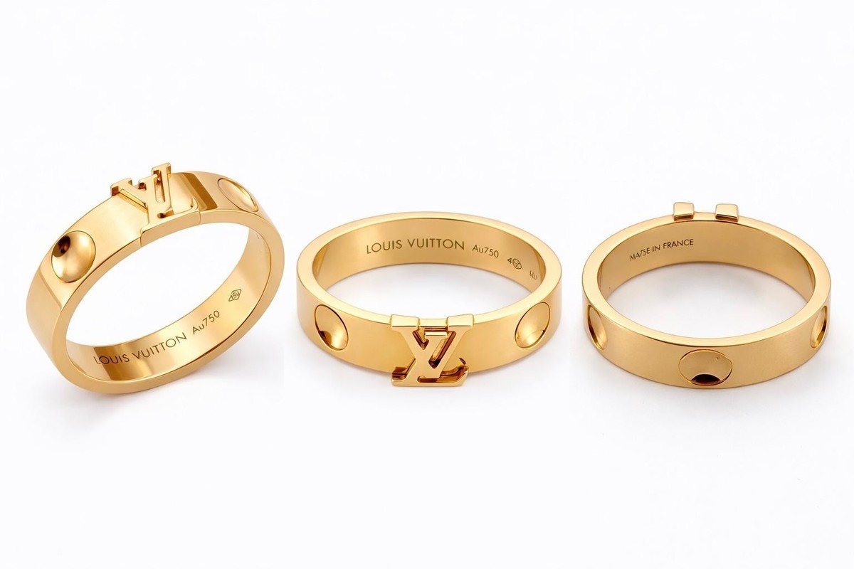Louis Vuitton Empreinte Large 18k Yellow Gold Ring 5mm wide Ring