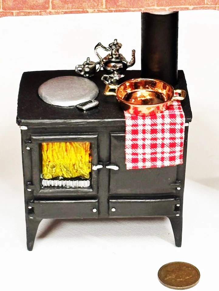 Casa De Muñecas Grande Con Chimenea Y Aga Muebles A Escala 1:12 - Imagen 4 de 4