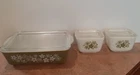 Vintage Pyrex refrigerator dishes Spring Blossom Green pattern / Crazy Daisy