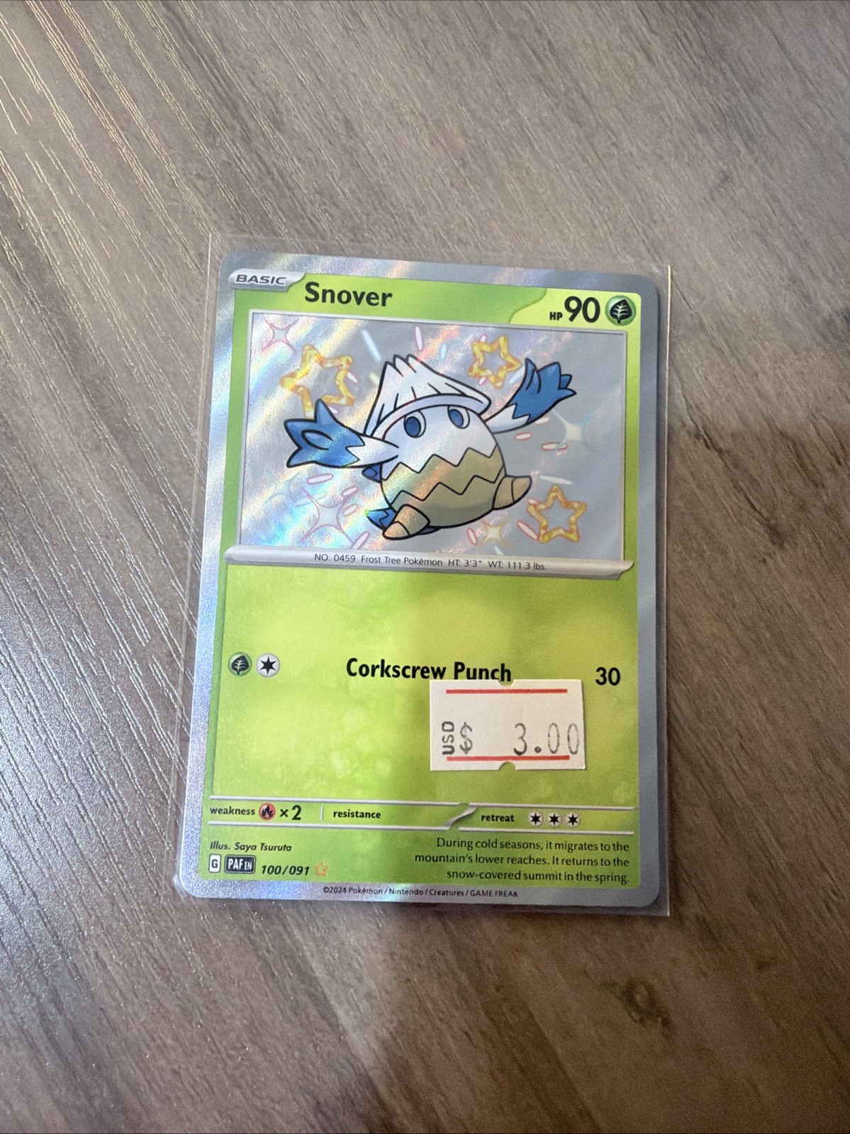 Pokemon Snover 100/091 Paldean Fates Shiny Rare Holo NM