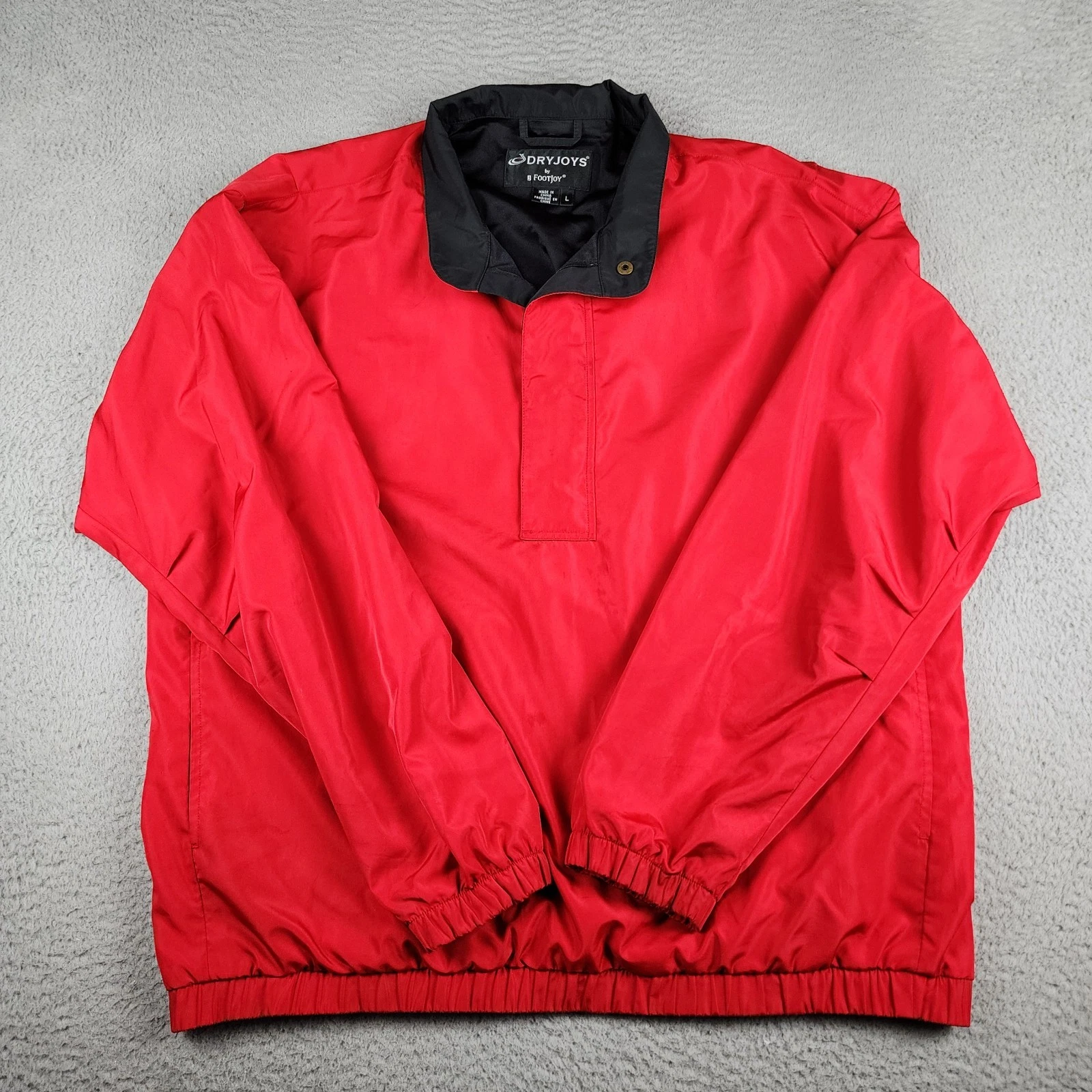 Footjoy Jacket Mens Large Red Dryjoys Half Zip Golf Rain Wind Long Sleeve
