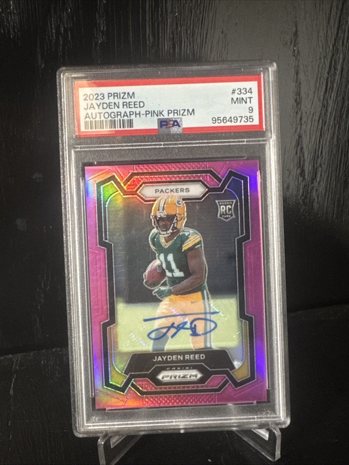 2023 Panini Prizm - Rookies Jayden Reed #334 Pink Prizm Autographs(AU, RC) PSA 9