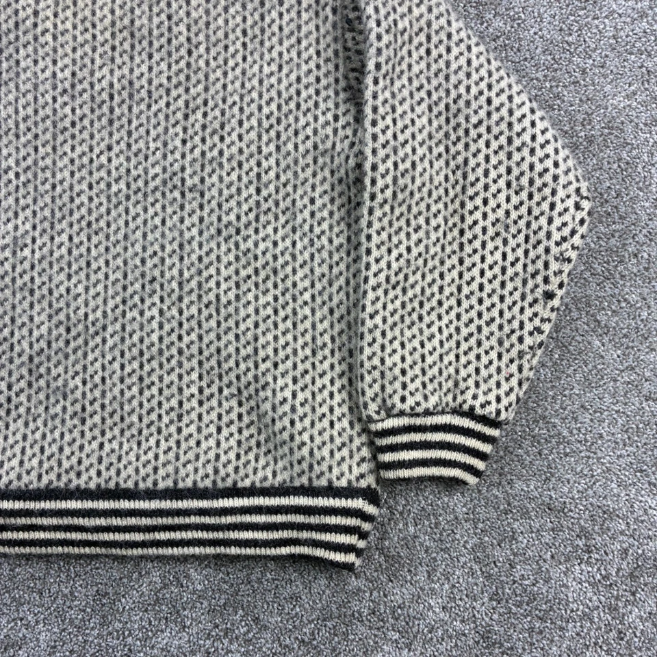 Suéter Vintage LL Bean Hombres L Negro Blanco Tejido Lana Heritage Norwegian Birds Eye Foto 3 de 4