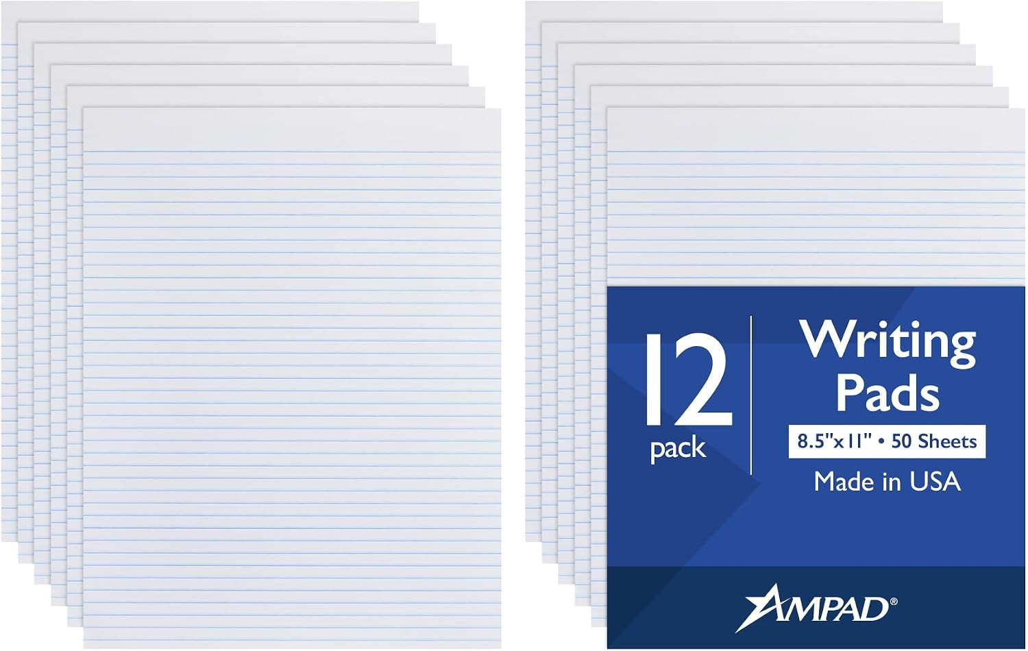 Evidence Glue Top Writing Pads, 8-1/2 x 11 Pads, Narrow Rule, White, 50 Sheets,1
