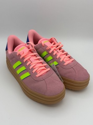Adidas VL Court Bold Platform Sneakers Pink Spark / Lucid Lemon Size 9.5