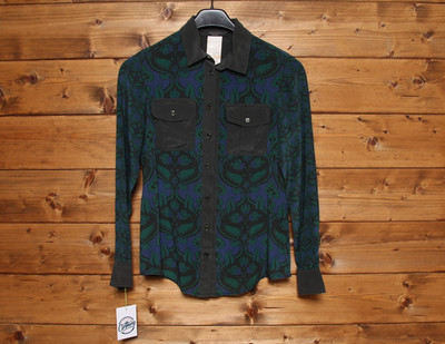 Max Mara Weekend Camicia Damen S Seide Vintage Grüne Knopfleiste