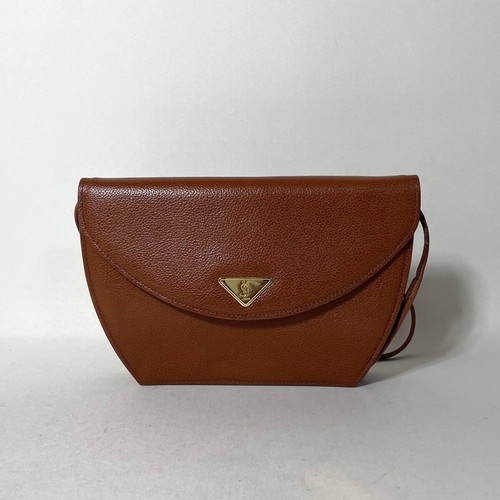 Yves Saint Laurent Shoulder Bag Brown Leather 5.7x6.3xWidth in