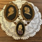 Vintage Chalkware Plaques George & Martha Washington Wall Decor Ornate Victorian