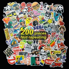 200 Pack Random Vinyl Skateboard Decals Graffiti Stickers Bomb Skate Laptop Lot