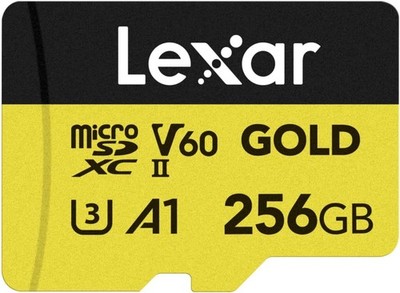 Lexar Gold Micro SD Karte 256GB, microSDXC UHS-II Speicherkarte, V60, U3, A1