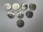 8 coins total 1963D to 1961D Franklin Half Dollars Cirulated 90% Silver
