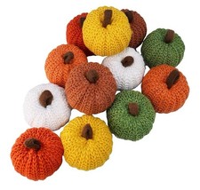 Set of 12 Fall Farmhouse Crochet Pumpkins Knitted Fabric Foam Fall Decor