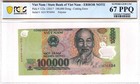 Error Vietnam 2017 100,000 Dong Cutting Error Pick 122n PCGS 67 PPQ Gem UNC