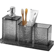 Bathroom Set, 4Pcs Hand Soap Dispenser and Toothbrush Holder Set, Tumbler Mou...