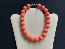 Chunky Coral Pink/Red Beads Adjustable Choker Necklace