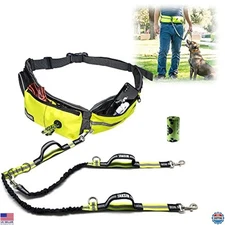TAKSIN Ultimate Hands-Free Double Leash for 2 Dogs - Reflective Bungee & Treat