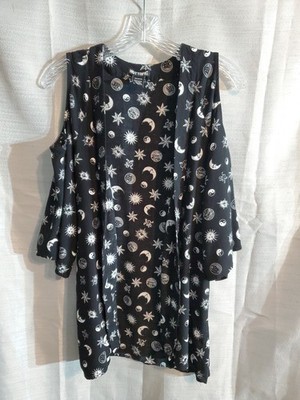 HOT TOPIC CELESTIAL KIMONO CARDIGAN COLD SHOULDER RARE SIZE MED 