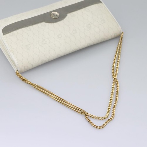 Borsa a tracolla Christian Dior tela nido d'ape catena PVC pelle bianca originale KD140 - Foto 8 di 24