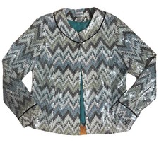 NEW CHICO S Woman s Sequin Blazer Jacket Multicolor Chevron sz 1