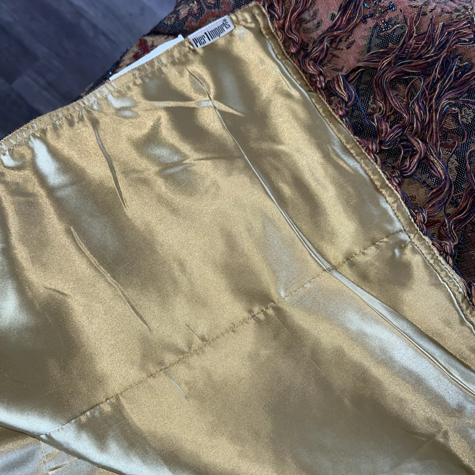 Tapiz vintage Pier One con cuentas patrón de diamantes 50"X60" Boho (D2) Foto 3 de 4