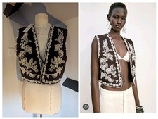 Zara Boho Embroidered Brown And Cream Open Waistcoat, BNWT! Size XL, 14?