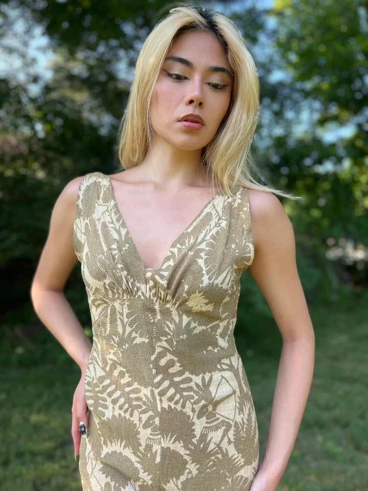 VESTIDO MÁGICO ANTIGUO AÑOS 30 SUROESTE DESIERTO FLORAL + ESTAMPADO NATIVO AMERICANO Foto 4 de 4