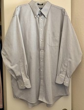 Stafford Super Shirt Gray Size 18/34-35 Men  s Wrinkle Free Pin Point Oxford