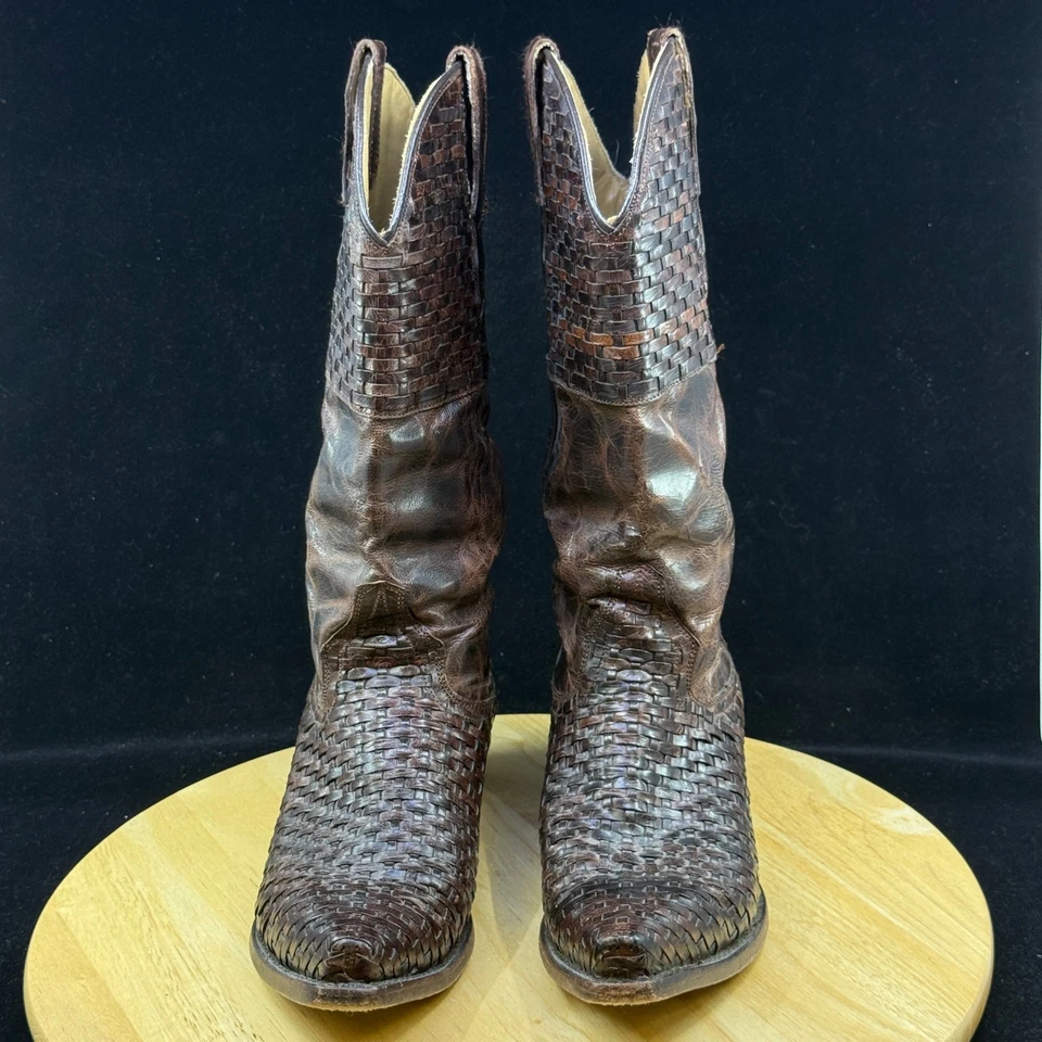 Botas Stetson Para Mujer Talla 7.5 Trenzadas Cuero Marrón Vaquera Occidental Foto 2 de 4
