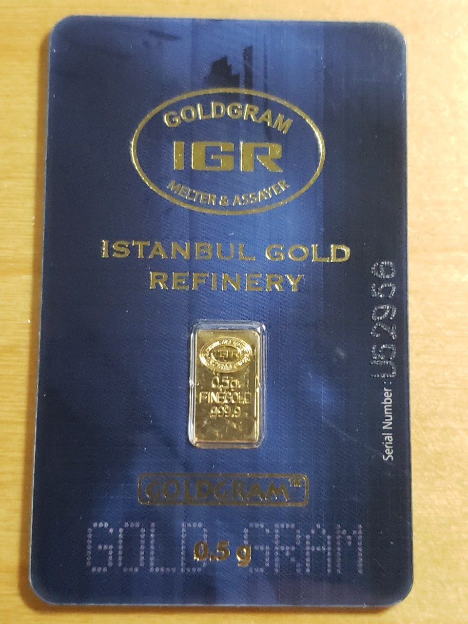 IGR Gold Bar 0.5 Gram Istanbul Gold Refinery 999.9 Sealed Certificate Assay