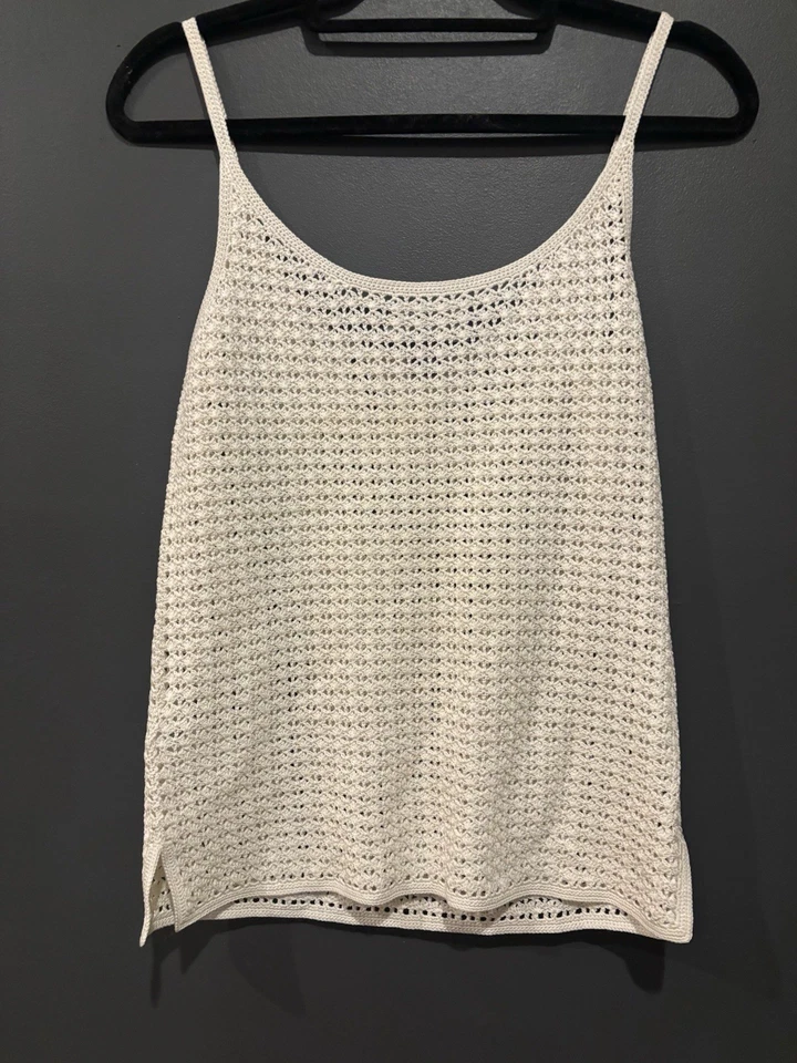 Ralph Lauren Purple Label Women's Size Small Hand Made Tank Top Crotchet Knit Foto 3 de 3