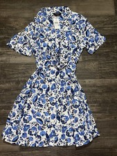 Kate Spade Peacock Vase Floral Shirt Dress Blue White Size XL NWT