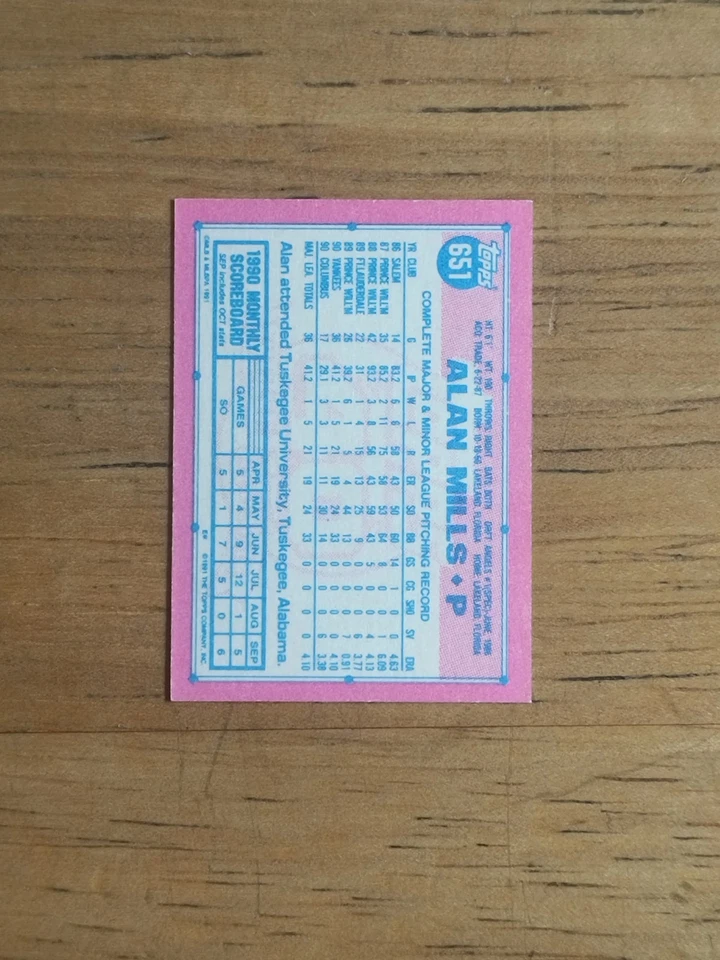 1991 Topps Micro #651 Alan Mills - Image 2 of 2