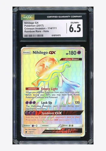 Pokemon CGC 6.5 Nihilego GX Secret Rare 2017 114/111 Crimson Invasion English