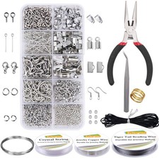 EuTengHao Jewelry Making Kit with Pliers, Wires, Jump Rings, Small, Silver
