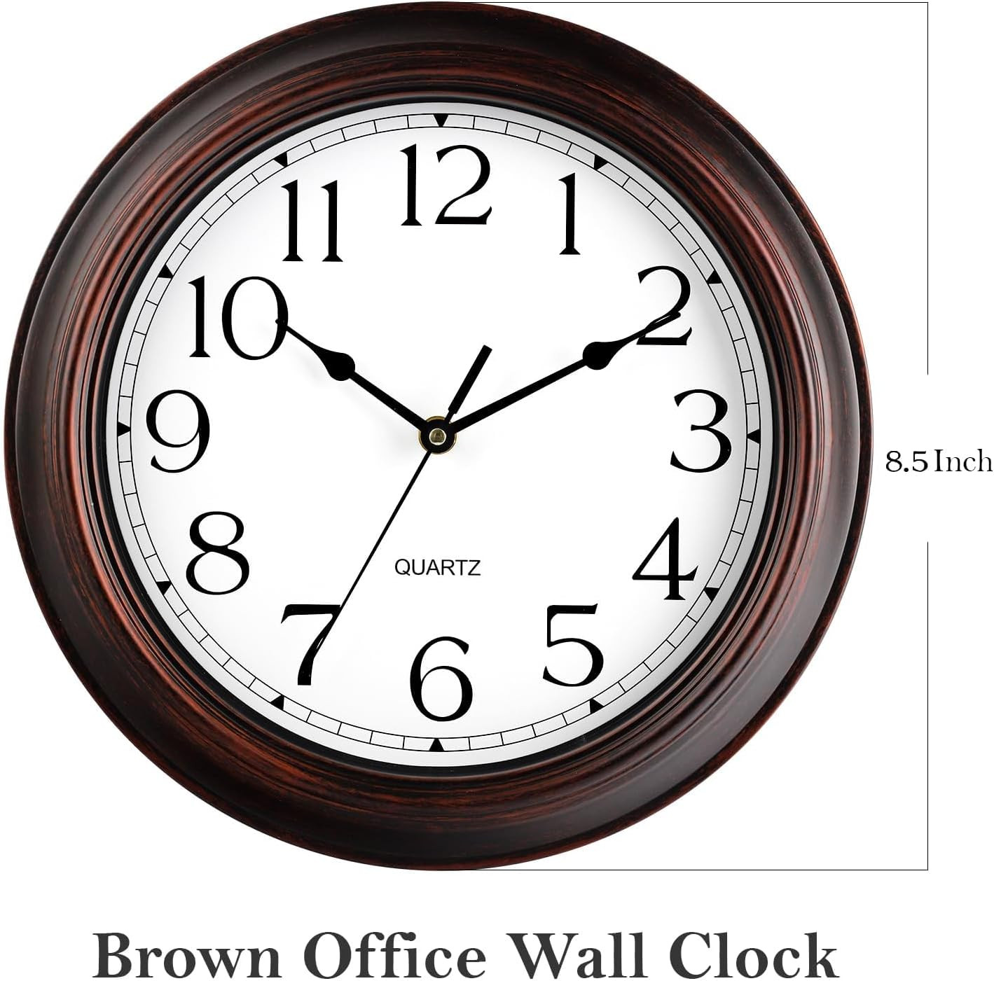 8 Inch Small Wood Retro Wall Clock Silent Non-Ticking round Wall Clock for Home