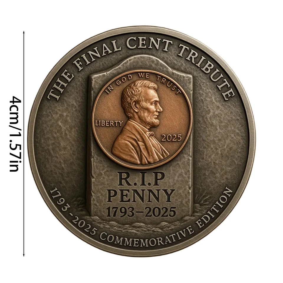 MONEDA EDICIÓN CONMEMORATIVA 2 PIEZAS The Final Cent Tribute R.I.P Penny1793–2025 - Imagen 3 de 4
