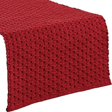 Red Chadwick Braided Farmhouse Table Runner 36 Inch | 13X36 Rustic Dining Table