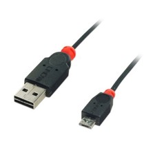 Lindy Reversible Easy Fit USB 2.0 Cable Type A to Micro-B in Black - 0.5m