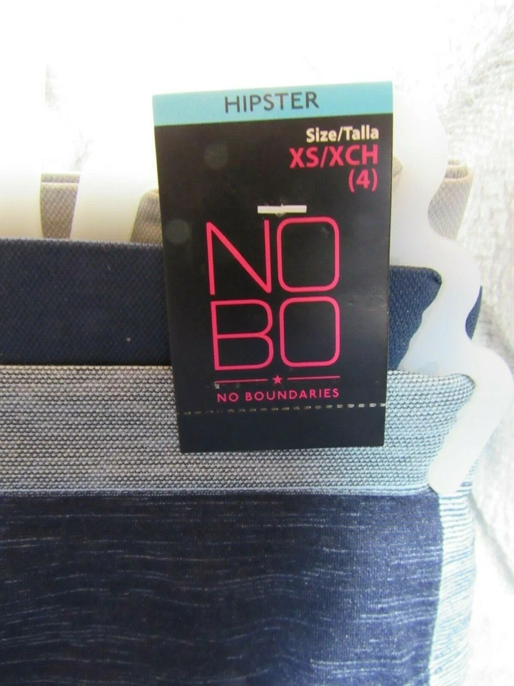 Nuevo paquete de 3 bragas hipster sin límites talla XS 4 gris azul azul nailon Foto 3 de 3