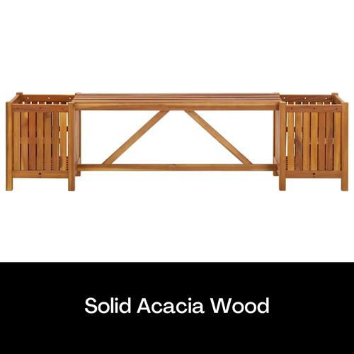 Wooden Garden Bench Outdoor Furniture Decorative Patio Seat With 2 Planter Boxes - Picture 2 of 13