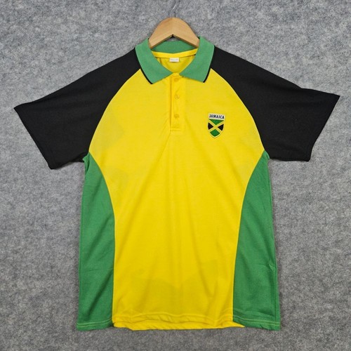 Jamaica Patch Polo Shirt Youth Size L Cotton/Polyester Soccer Futbol Preppy