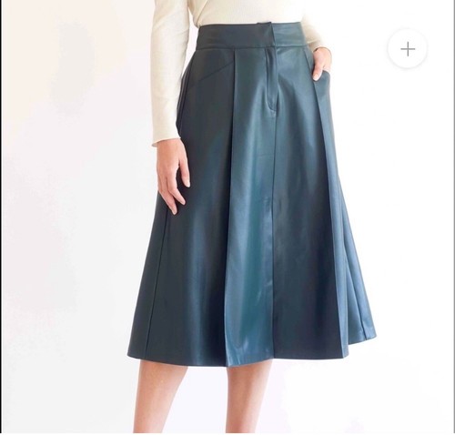 Tahari Skirt Faux Leather Size 8 NWT Brown Midi A Line - Picture 7 of 7