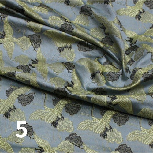 75*100cm Faux Silk Satin Fabric Craft Brocade Damask Chinese Crane Embroidery - Picture 10 of 20