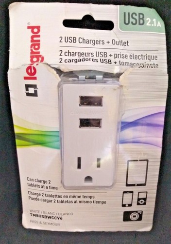 Legrand 2 2.1A USB Charger and 15A Outlet Combo TM8USBWCCV6 WHITE FREE SHIP c - Picture 5 of 8