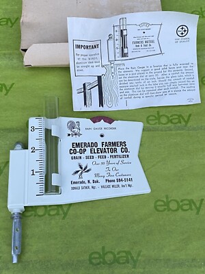 Vintage Farmers Co-Op Elevator Co Rain Gauge Recorder Emerado N. Dak Advertising