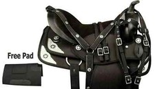 Black Synthetic Western Saddle Barrel Racing Horse Tack Saddle Size 15".